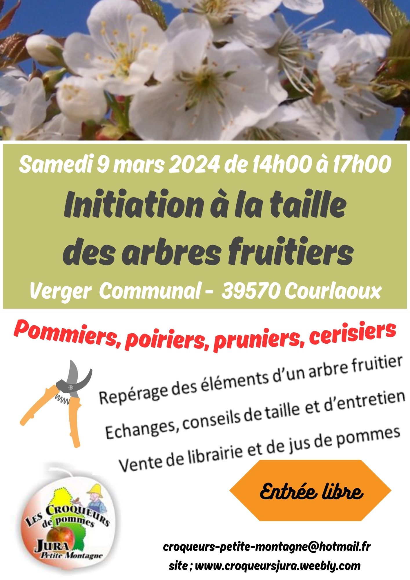 2024 0309 Initiation taille arbres fruitiers Courlaoux 9 mars